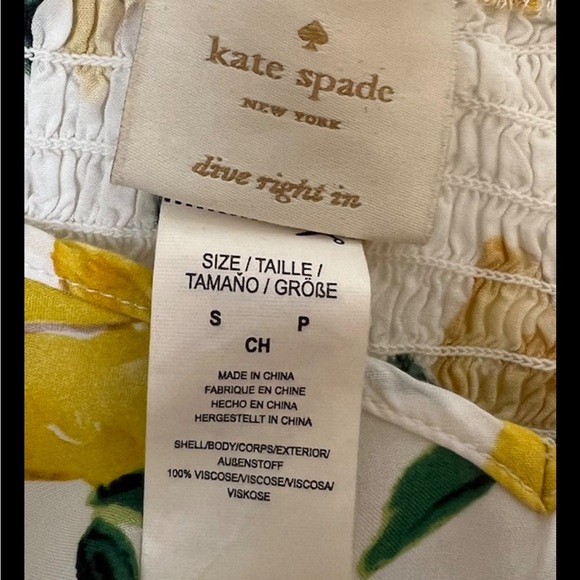KATE SPADE Lemon Beach Romper Yellow Summer Smocked Spaghetti Strap Small - Picture 8 of 9